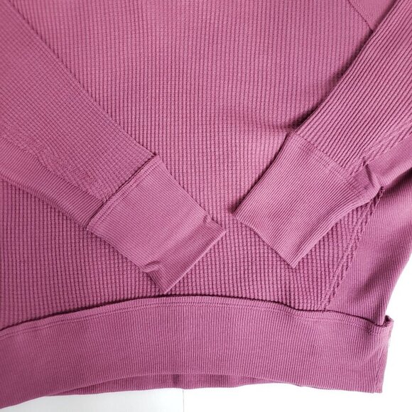 Free People Waffle Knit V-Neck Top Slouchy Oversized Beachy Boho Mulberry NWT - Picture 6 of 9